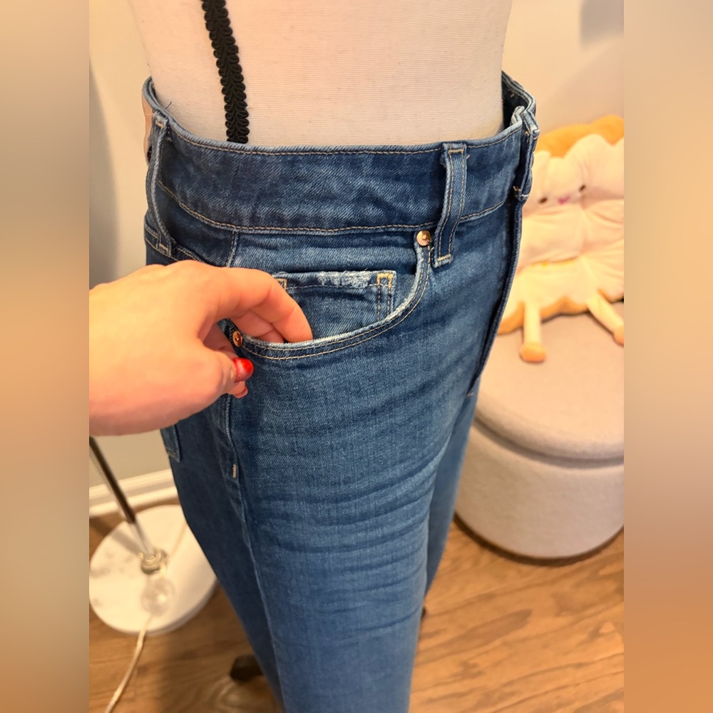 PAIGE Dark Blue Wide Leg Flare Jeans - Picture 5 of 14